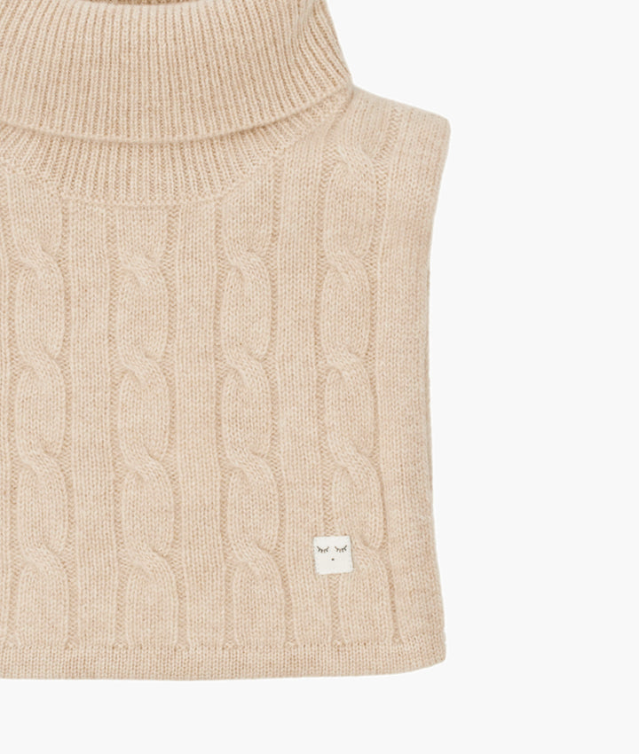 Beige Cable Knit Cashmere Scarf