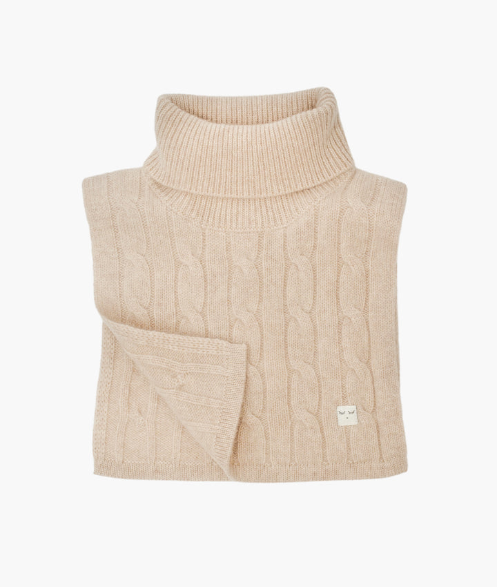 Beige Cable Knit Cashmere Scarf
