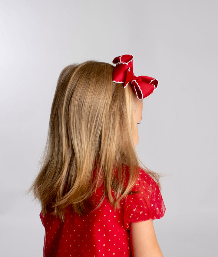Large Picot Bow Red